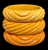 BB121 chunky carved corn bakelite bangles

